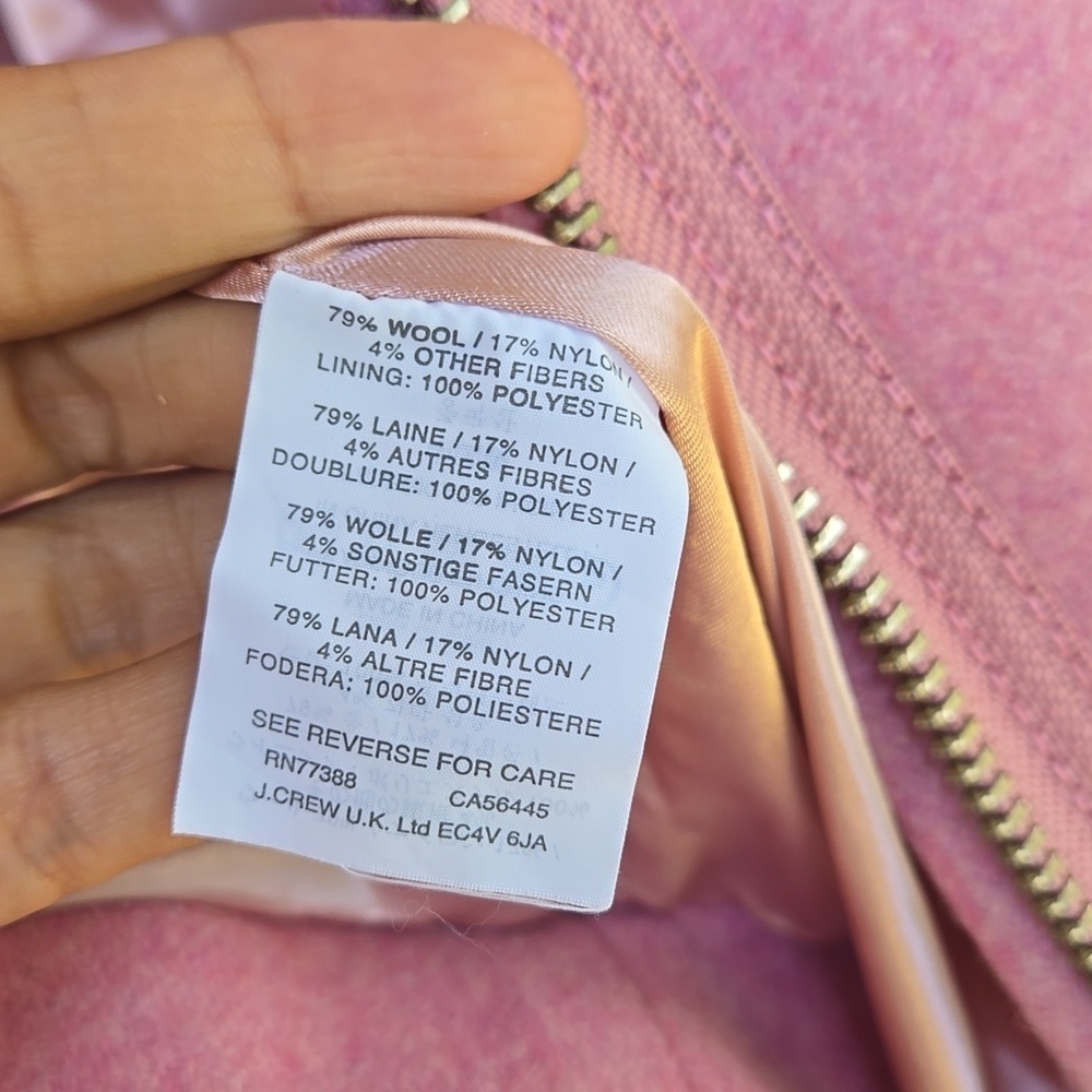J. Crew Melton Wool Pink Coat Size 4 - Picture 5 of 7